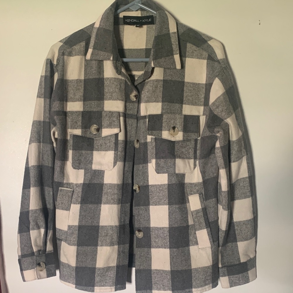 Kendall & Kylie Black and Cream Checkered Men's Jacket